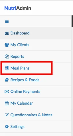 meal plans menu